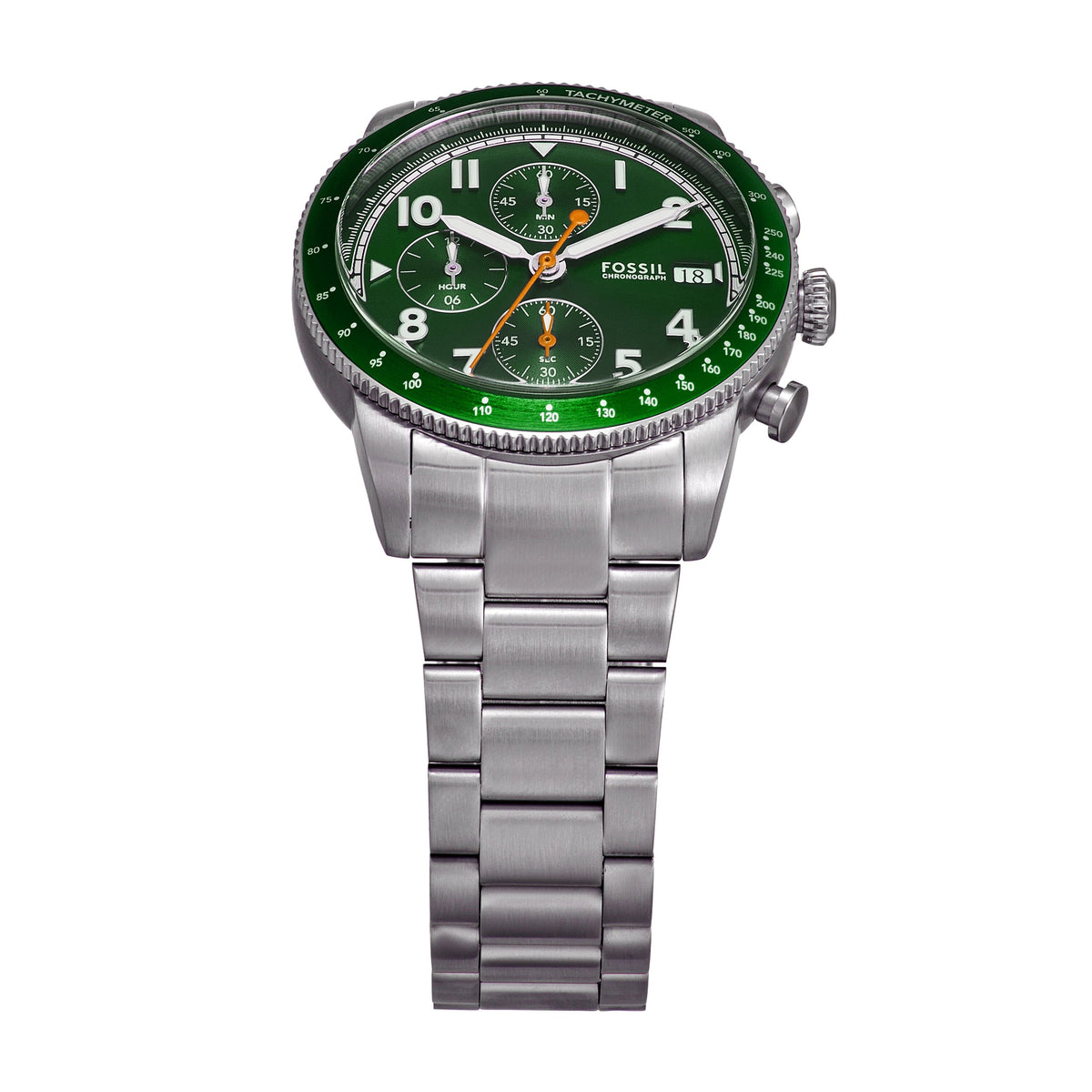 Shop Authentic Fossil Sport Tourer Chronograph Green Dial Silver Steel Strap Watch for Men - FS6048 - Luxxuri