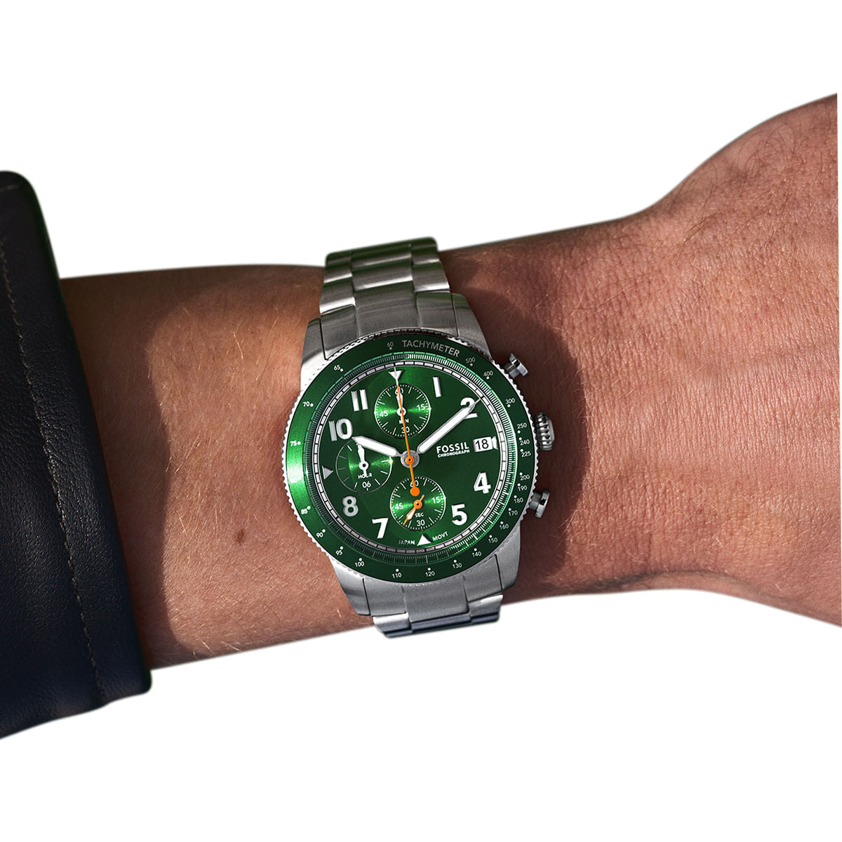  Shop Authentic Fossil Sport Tourer Chronograph Green Dial Silver Steel Strap Watch for Men - FS6048 - Luxxuri