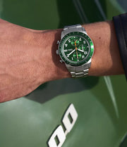  Shop Authentic Fossil Sport Tourer Chronograph Green Dial Silver Steel Strap Watch for Men - FS6048 - Luxxuri