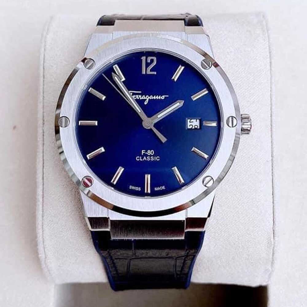  Shop Authentic Salvatore Ferragamo F-80 Classic Blue Dial Blue Leather Strap Watch for Men - SFDT00319 - Luxxuri