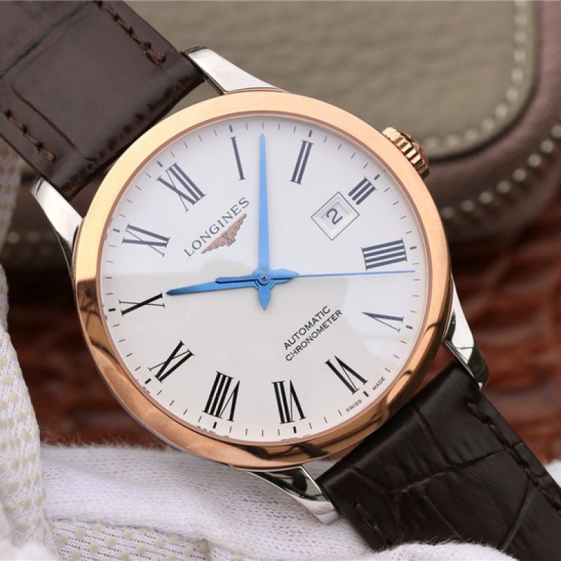  Shop Authentic Longines Record Automatic Stainless Steel 18K Gold Watch for Men - L2.821.5.11.2 - Luxxuri