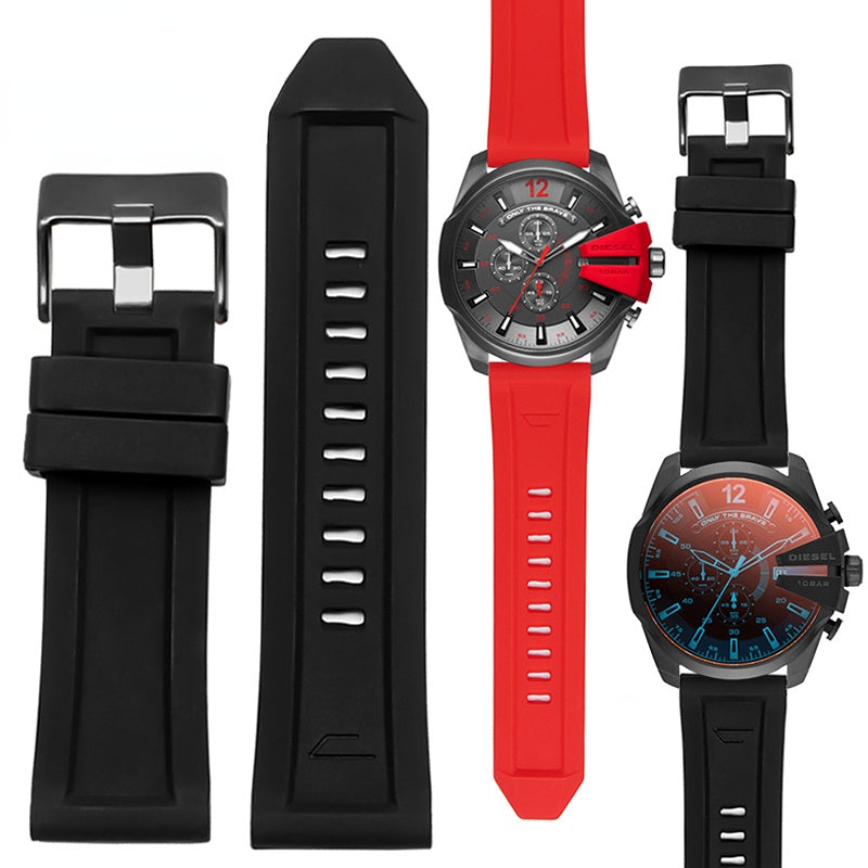  Shop Authentic Diesel Mega Chief Chronograph Black Dial Red Silicone Strap Watch For Men - DZ4427 - Luxxuri