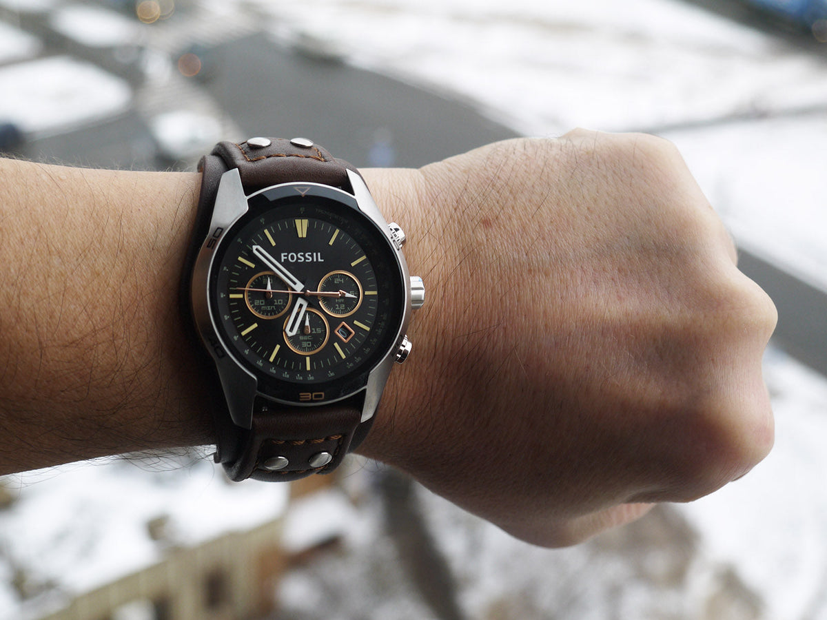  Shop Authentic Fossil Coachman Chronograph Black Dial Brown Leather Strap Watch for Men - CH2891 - Luxxuri