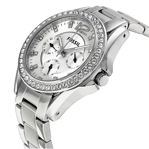  Shop Authentic Fossil Riley Multifunction Silver Dial Silver Steel Strap Watch for Women - ES3202 - Luxxuri