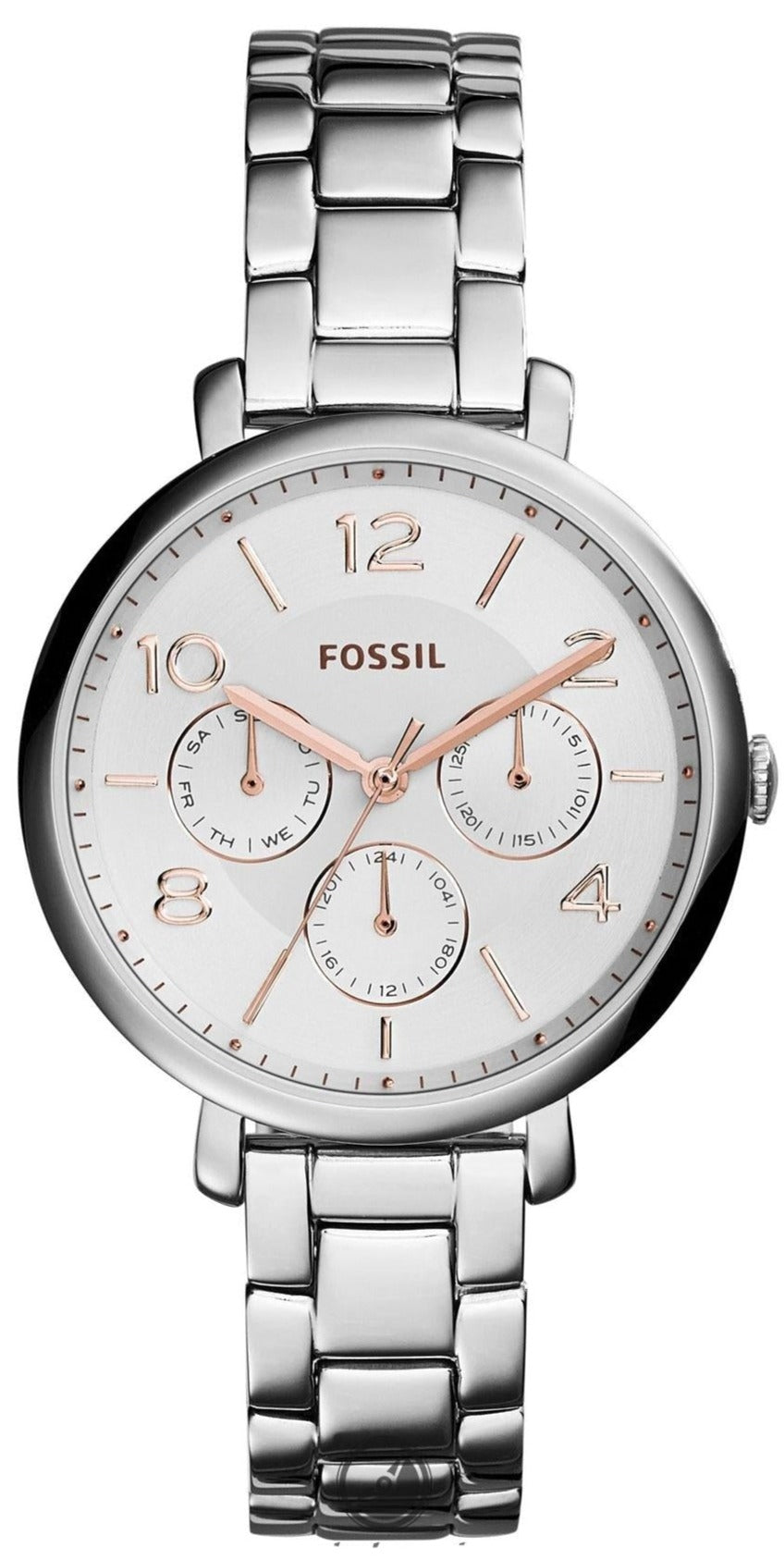  Shop Authentic Fossil Jacqueline Multifunction White Dial Silver Steel Strap Watch for Women - ES3738 - Luxxuri