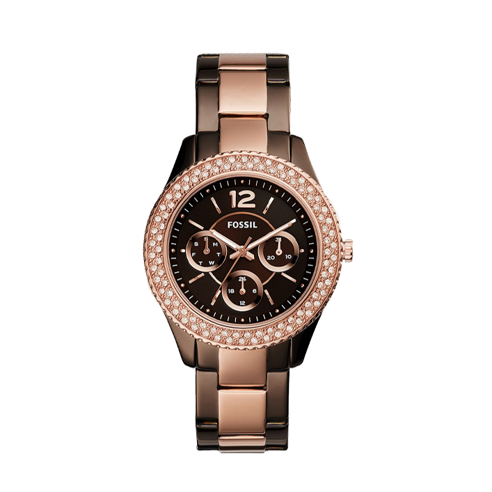  Shop Authentic Fossil Stella Multifunction Brown Dial Two Tone Steel Strap Watch for Women - ES4079 - Luxxuri
