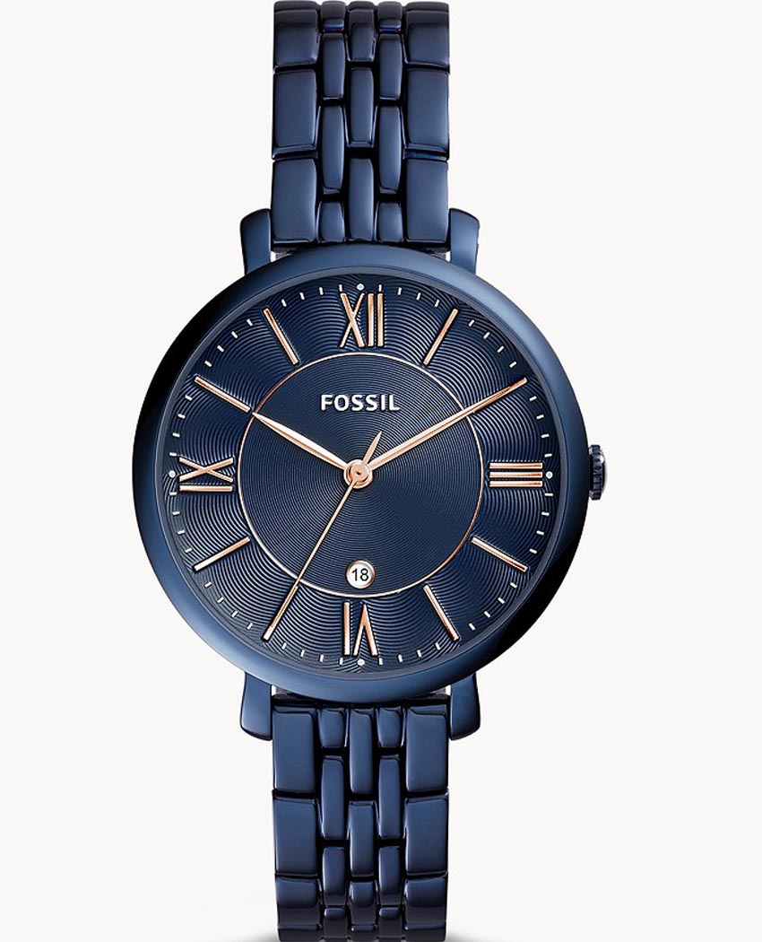  Shop Authentic Fossil Jacqueline Blue Dial Blue Steel Strap Watch for Women - ES4094 - Luxxuri