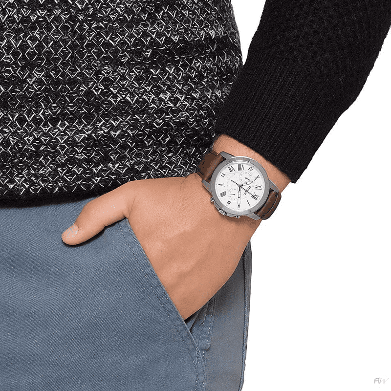 Shop Authentic Fossil Grant Chronograph White Dial Brown Leather Strap Watch for Men - FS4735 - Luxxuri