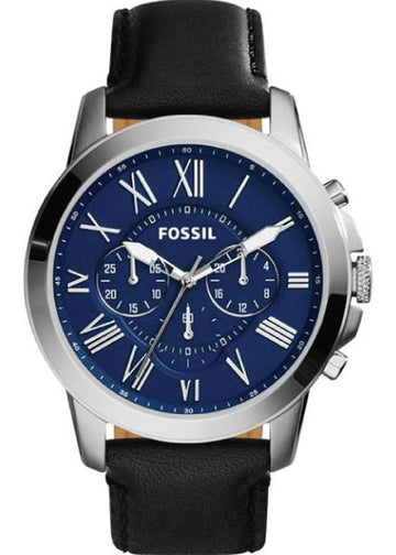  Shop Authentic Fossil Grant Chronograph Blue Dial Black Leather Strap Watch for Men - FS4990 - Luxxuri