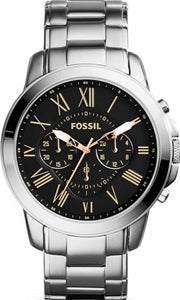  Shop Authentic Fossil Grant Chronograph Black Dial Silver Steel Strap Watch for Men - FS4994 - Luxxuri