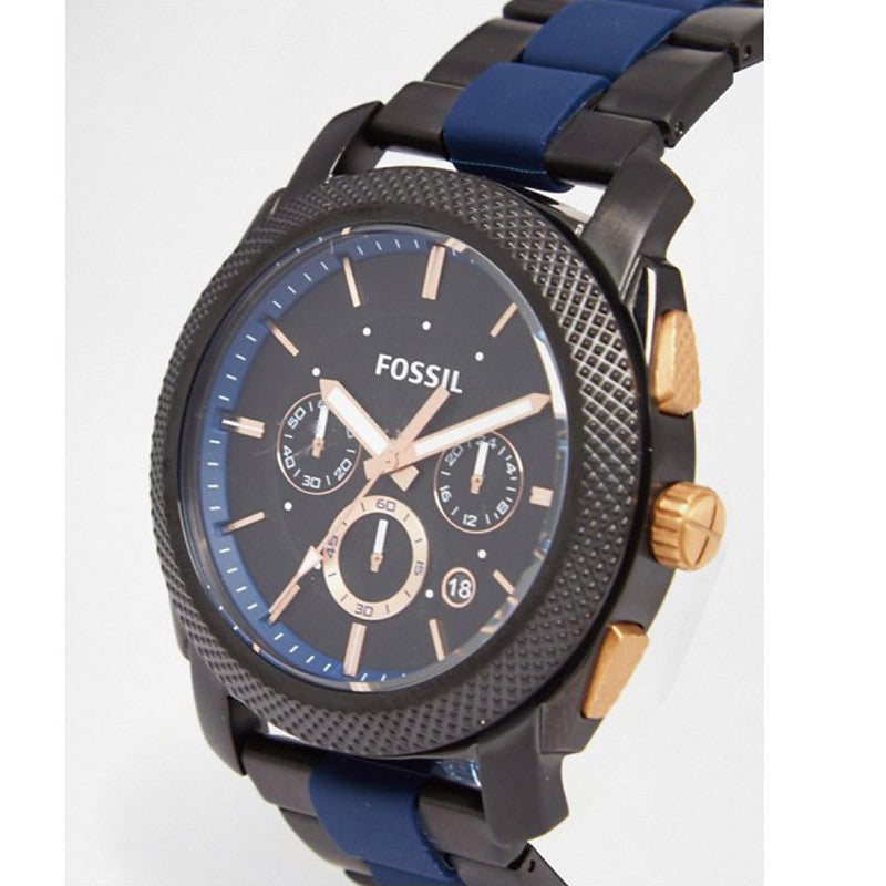  Shop Authentic Fossil Machine Chronograph Black Dial Two Tone Steel Strap Watch for Men - FS5164 - Luxxuri