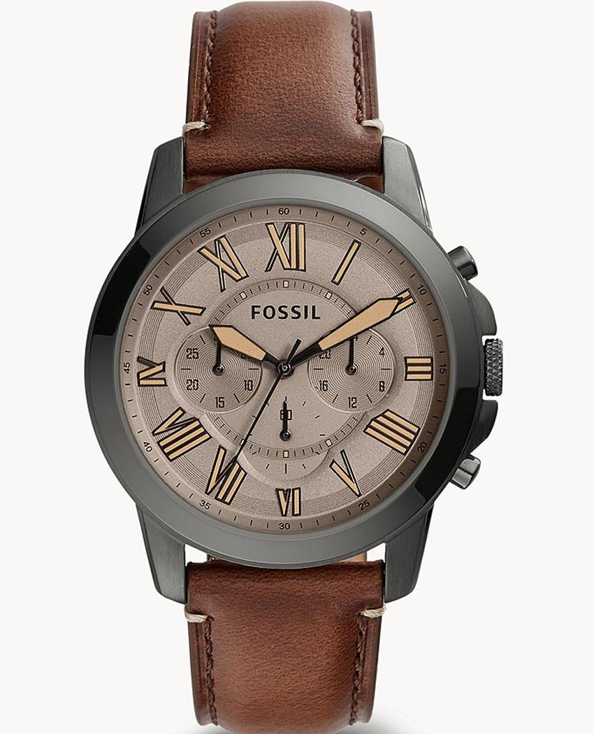  Shop Authentic Fossil Grant Chronograph Brown Dial Brown Leather Strap Watch for Men - FS5214 - Luxxuri