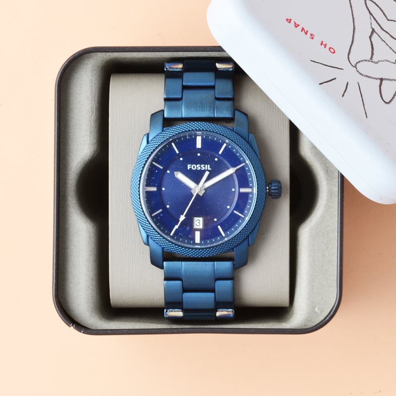  Shop Authentic Fossil Machine Blue Dial Blue Steel Strap Watch for Men - FS5231 - Luxxuri