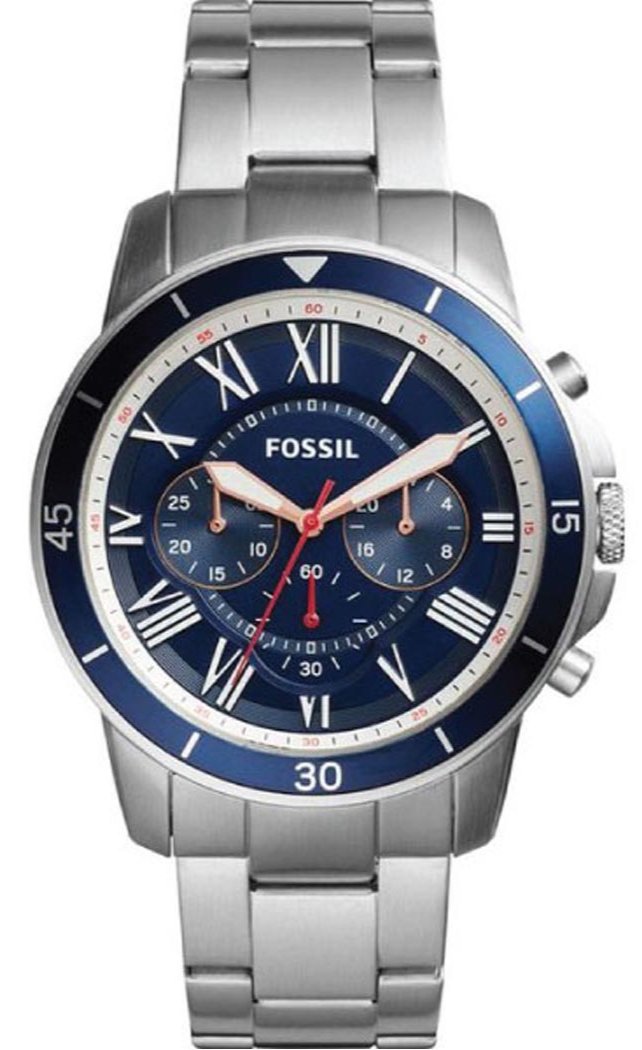  Shop Authentic Fossil Grant Sport Chronograph Blue Dial Silver Steel Strap Watch for Men - FS5238 - Luxxuri