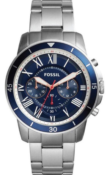  Shop Authentic Fossil Grant Sport Chronograph Blue Dial Silver Steel Strap Watch for Men - FS5238 - Luxxuri