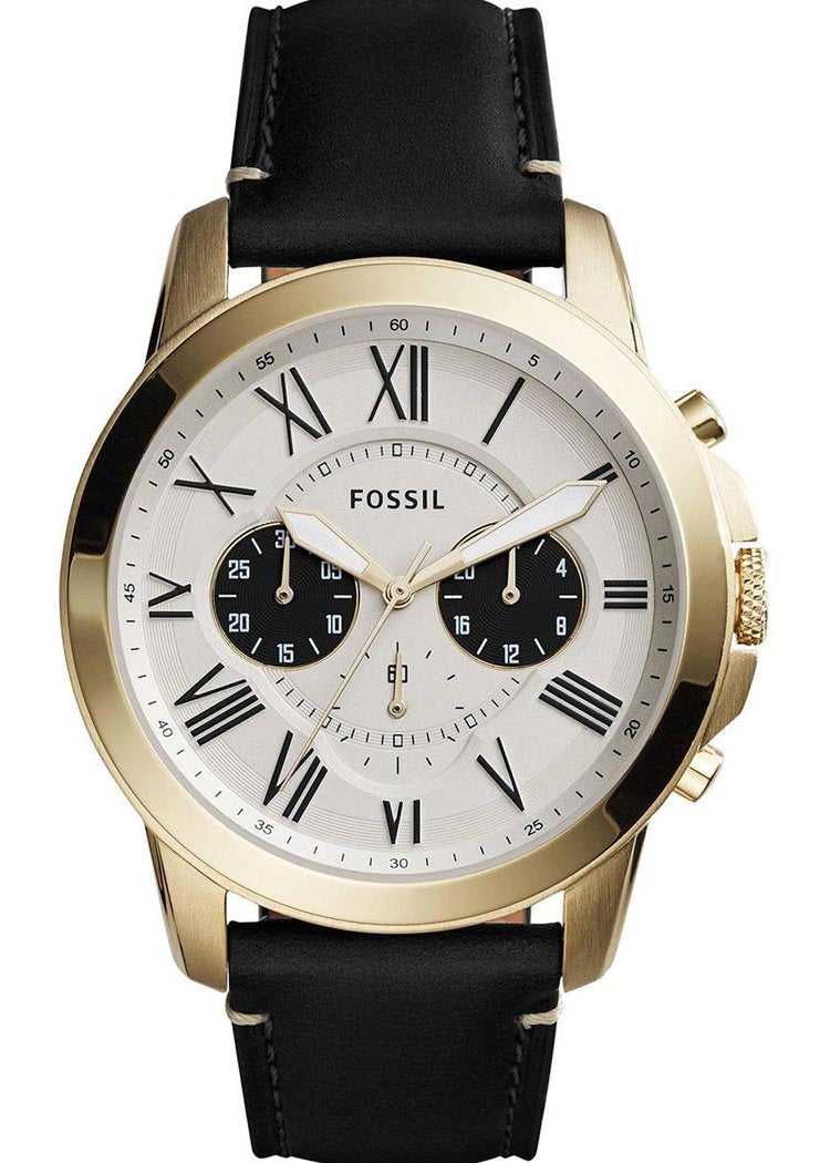  Shop Authentic Fossil Grant Chronograph White Dial Black Leather Strap Watch for Men - FS5272 - Luxxuri