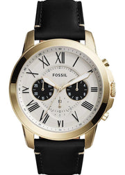  Shop Authentic Fossil Grant Chronograph White Dial Black Leather Strap Watch for Men - FS5272 - Luxxuri