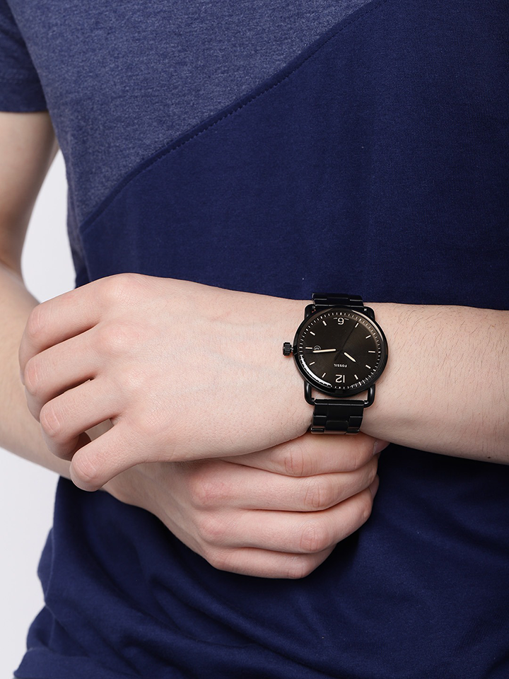  Shop Authentic Fossil The Commuter Brown Dial Black Steel Strap Watch for Men - FS5277 - Luxxuri