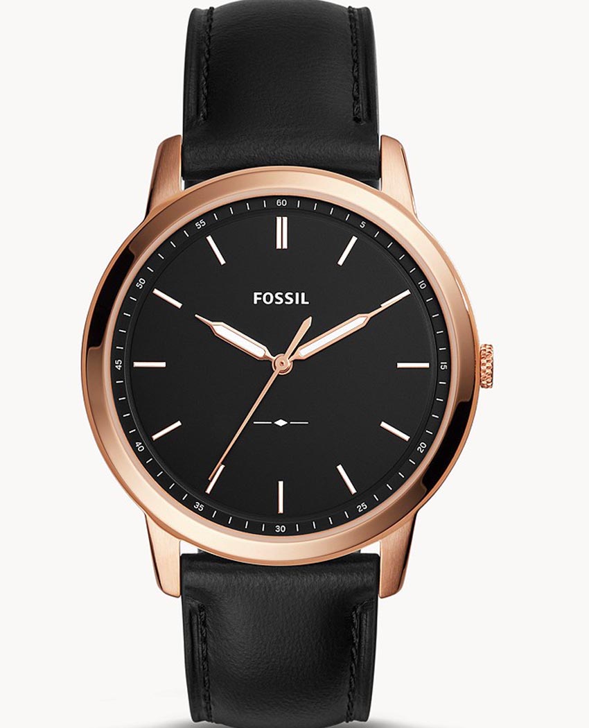  Shop Authentic Fossil The Minimalist Black Dial Black Leather Strap Watch for Men - FS5376 - Luxxuri