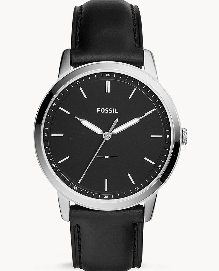  Shop Authentic Fossil The Minimalist Three Hand Black Dial Black Leather Strap Watch for Men - FS5398 - Luxxuri