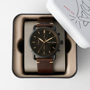  Shop Authentic Fossil Commuter Chronograph Black Dial Brown Leather Strap Watch for Men - FS5403 - Luxxuri