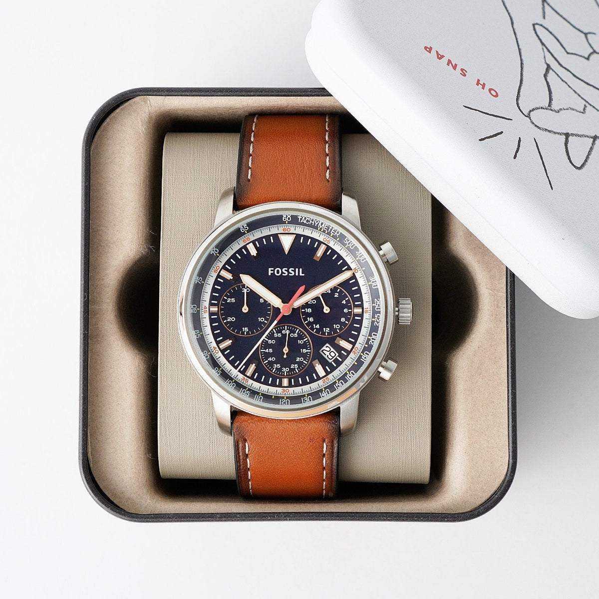  Shop Authentic Fossil Goodwin Chronograph Blue Dial Brown Leather Strap Watch for Men - FS5414 - Luxxuri