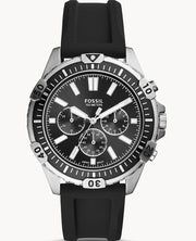  Shop Authentic Fossil Garrett Chronograph Black Dial Black Rubber Strap Watch for Men - FS5624 - Luxxuri
