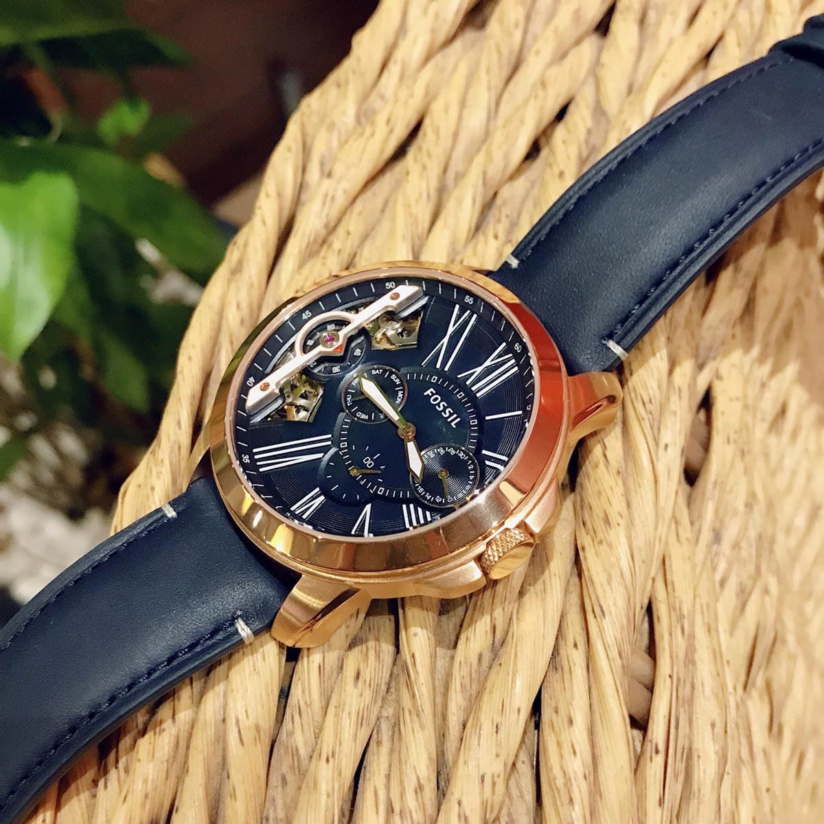  Shop Authentic Fossil Grant Twist Multifunction Blue Dial Blue Leather Strap Watch for Men - ME1162 - Luxxuri