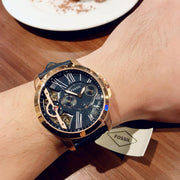  Shop Authentic Fossil Grant Twist Multifunction Blue Dial Blue Leather Strap Watch for Men - ME1162 - Luxxuri