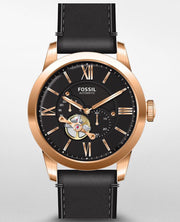  Shop Authentic Fossil Townsman Automatic Black Dial Black Leather Strap Watch for Men - ME3170 - Luxxuri