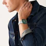  Shop Authentic Fossil Everett Chronograph Green Dial Silver Steel Strap Watch for Men - FS5964 - Luxxuri
