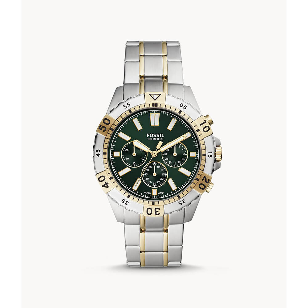  Shop Authentic Fossil Garrett Chronograph Green Dial Two Tone Steel Strap Watch for Men - FS5622 - Luxxuri