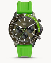  Shop Authentic Fossil Bannon Chronograph Grey Dial Green Silicone Strap Watch for Men - BQ2501 - Luxxuri