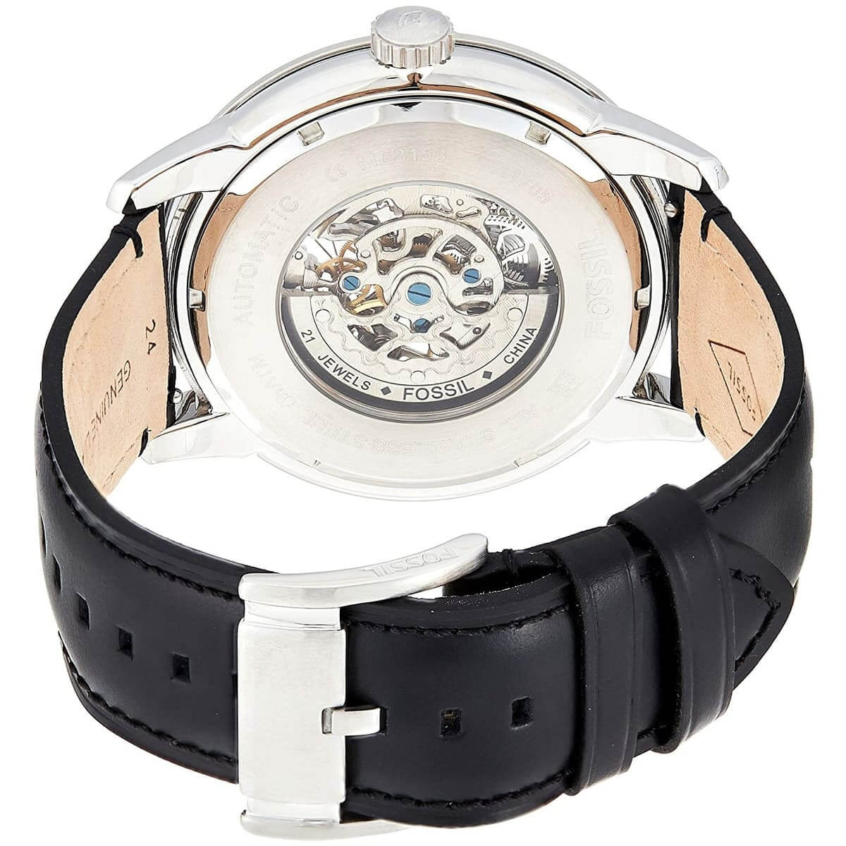  Shop Authentic Fossil Townsman Skeleton Black Dial Black Leather Strap Watch for Men - ME3153 - Luxxuri