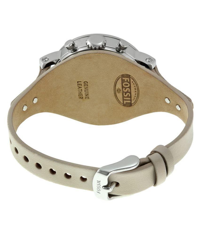  Shop Authentic Fossil Boyfriend White Dial Beige Leather Strap Watch for Women - ES3811 - Luxxuri