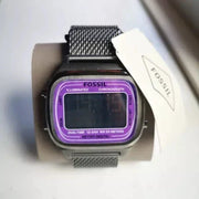  Shop Authentic Fossil Retro Digital Purple Dial Grey Mesh Strap Watch for Men - FS5888 - Luxxuri