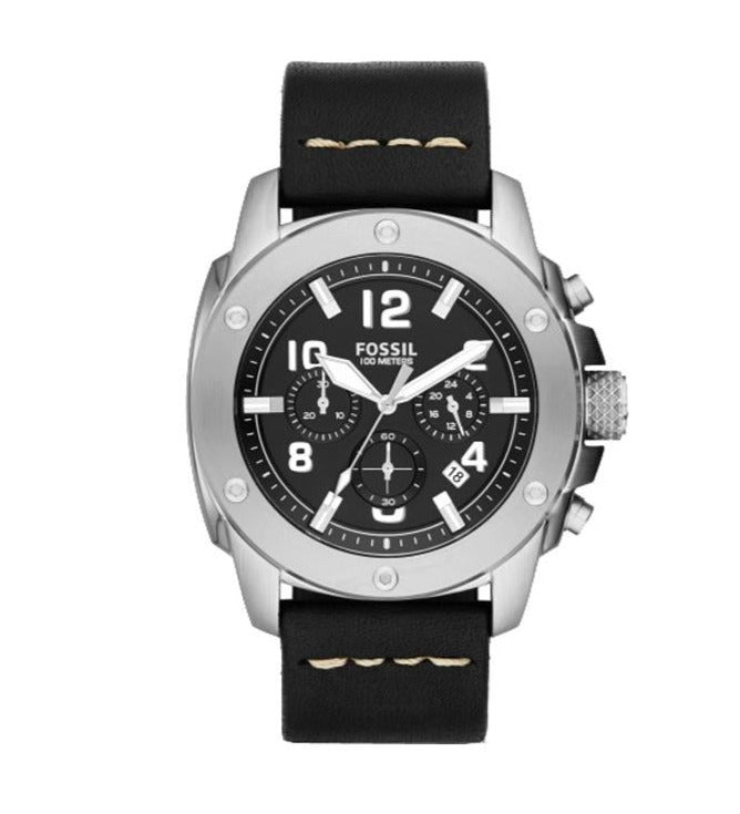  Shop Authentic Fossil Modern Machine Chronograph Black Dial Black Leather Strap Watch for Men - FS4928 - Luxxuri