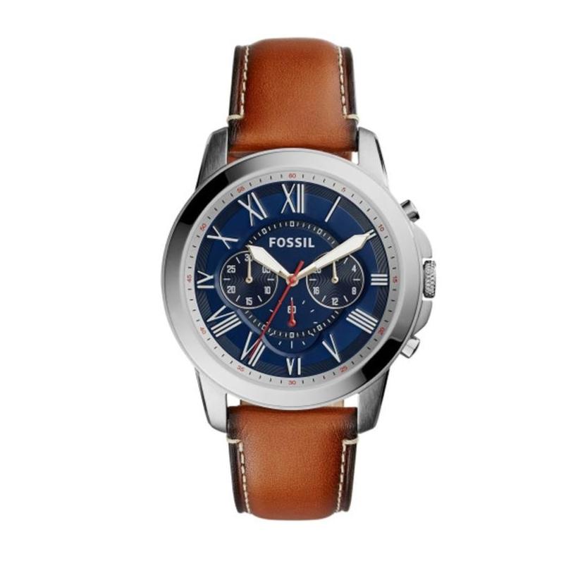  Shop Authentic Fossil Grant Chronograph Blue Dial Brown Leather Strap Watch for Men - FS5210 - Luxxuri