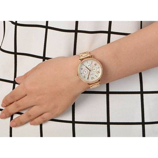  Shop Authentic Fossil Rye Mother of Pearl White Dial Gold Steel Strap Watch for Women - ES3756 - Luxxuri