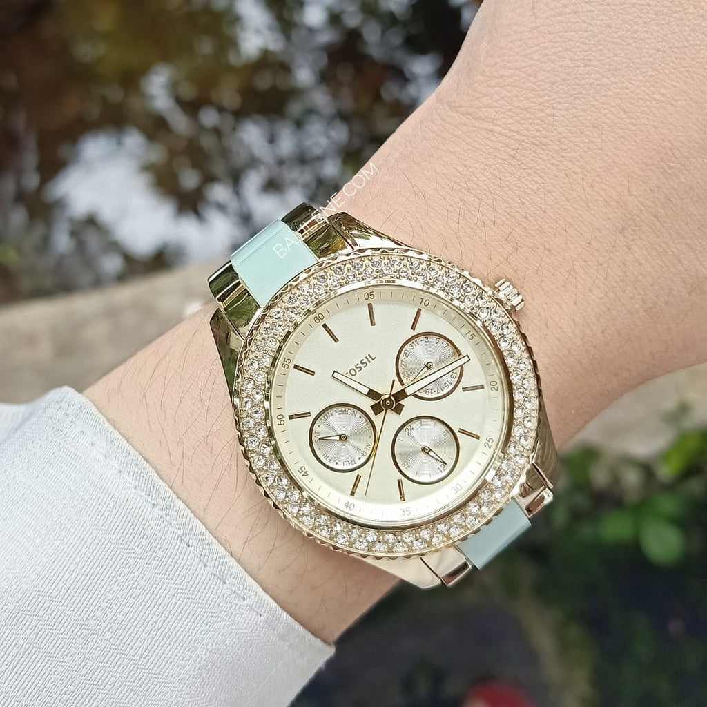  Shop Authentic Fossil Stella Multifunction Gold Dial Two Tone Steel Strap Watch for Women - ES4757 - Luxxuri