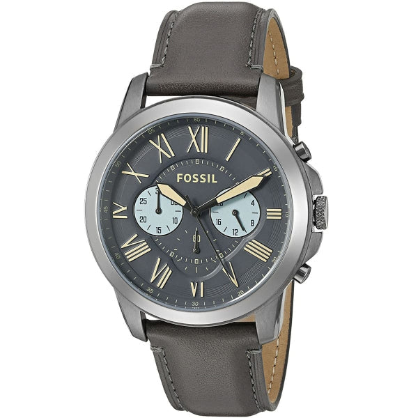  Shop Authentic Fossil Grant Chronograph Gunmetal Grey Dial Grey Leather Strap Watch for Men - FS5183 - Luxxuri