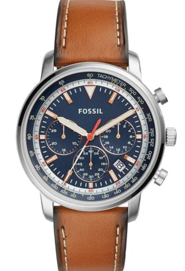  Shop Authentic Fossil Goodwin Chronograph Blue Dial Brown Leather Strap Watch for Men - FS5414 - Luxxuri