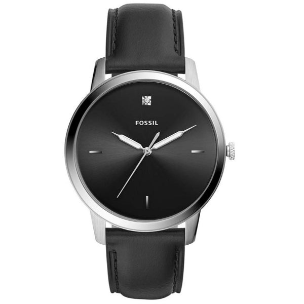  Shop Authentic Fossil The Minimalist Carbon Series Black Dial Black Leather Strap Watch for Men - FS5497 - Luxxuri