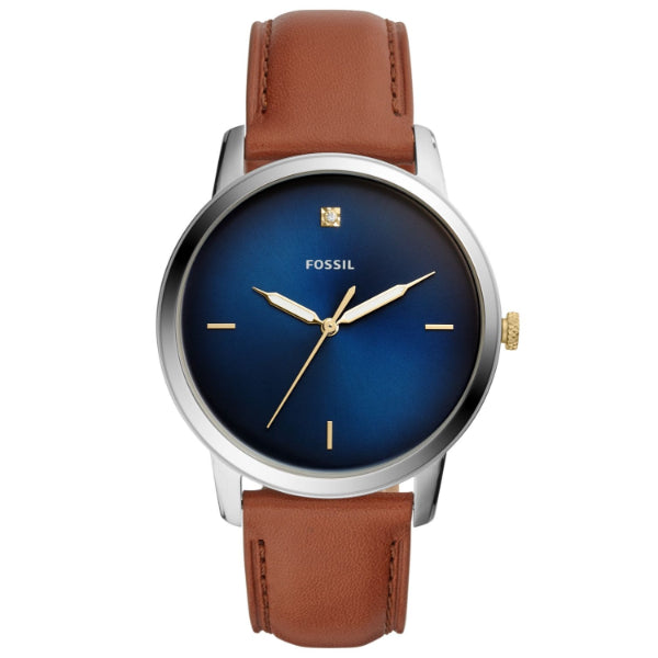  Shop Authentic Fossil The Minimalist 3H Blue Dial Brown Leather Strap Watch for Men - FS5499 - Luxxuri