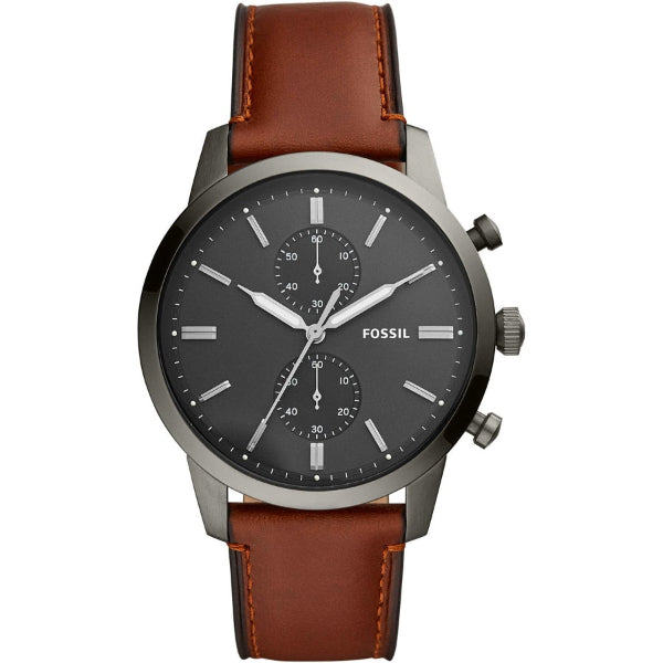  Shop Authentic Fossil Townsman Chronograph Gray Dial Brown Leather Strap Watch for Men - FS5522 - Luxxuri