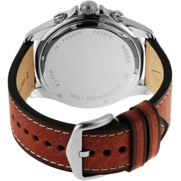  Shop Authentic Fossil Dillinger Luggage Chronograph Blue Dial Brown Leather Strap Watch for Men - FS5675 - Luxxuri