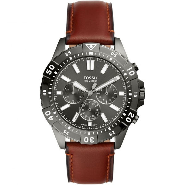  Shop Authentic Fossil Garrett Chronograph Grey Dial Brown Leather Strap Watch for Men - FS5770 - Luxxuri