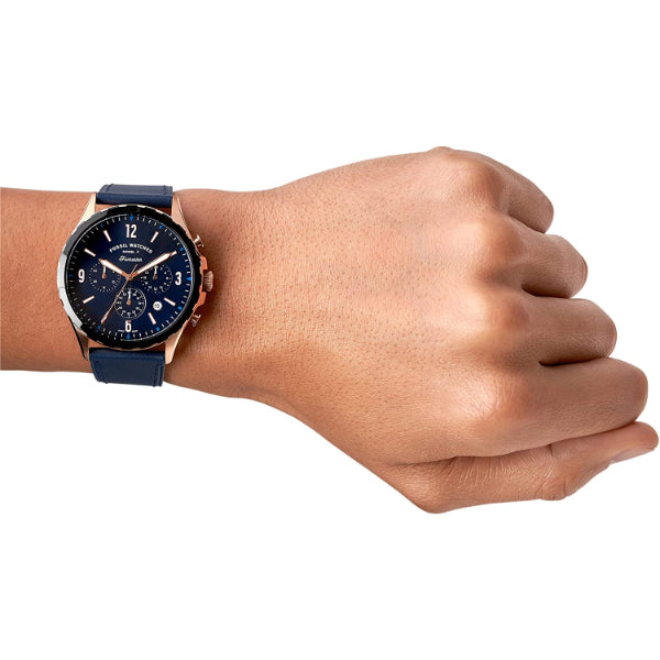  Shop Authentic Fossil Forrester Chronograph Blue Dial Blue Leather Strap Watch for Men - FS5814 - Luxxuri
