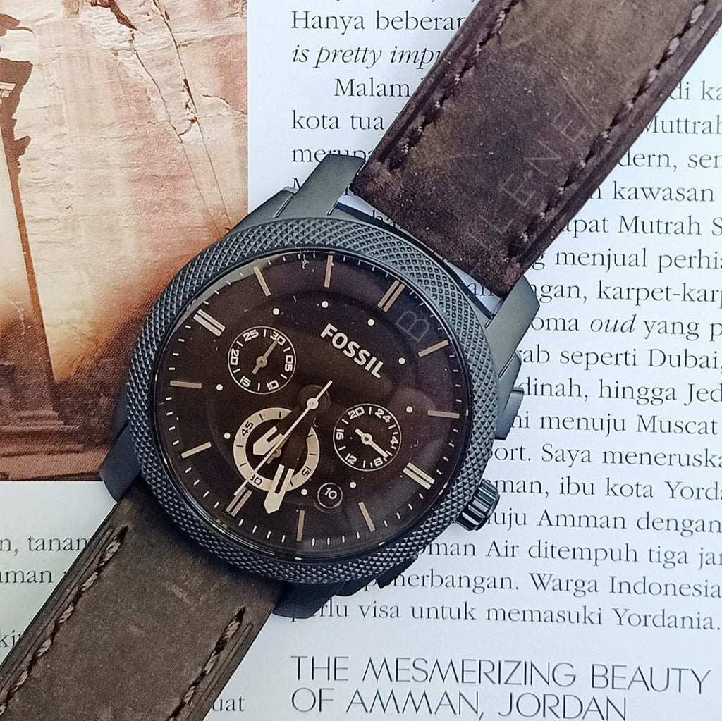  Shop Authentic Fossil Machine Flight Chronograph Brown Dial Brown Leather Strap Watch for Men - FS4656 - Luxxuri