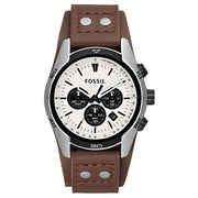  Shop Authentic Fossil Coachman Chronograph White Dial Brown Leather Strap Watch for Men - CH2890 - Luxxuri